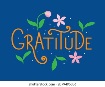 Vector illustration of Gratitude text for website, label, banner, clothing, packaging, t-shirt, souvenir, poster, decoration, postcard. Gratitude calligraphy background. Gratitude lettering. EPS 10.