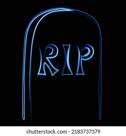 Vector illustration of grave with neon effect.