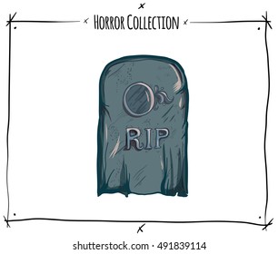 vector illustration with grave tomb on white background