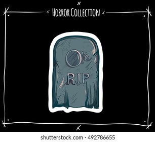 vector illustration with grave tomb on black background