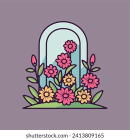 ilustración vectorial del cemental con flor 