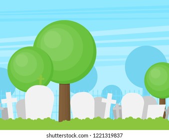 Vector illustration Graveyard. Flat tombstone icon