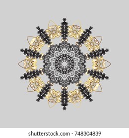 Vector illustration with gray, beige and brown isolated snowflakes. Isolated watercolor snowflakes on gray, beige and brown colors. Beautiful decoration. Symbol of winter.