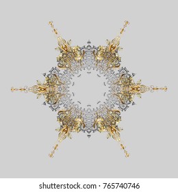 Vector illustration. Gray, beige and brown colors. Christmas pattern with snowflakes abstract background. Holiday design for Christmas and New Year fashion prints.
