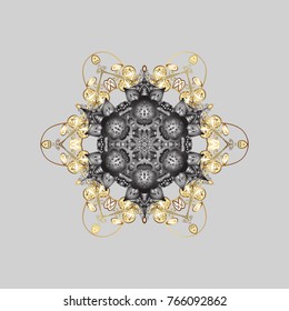 Vector illustration. Gray, beige and white colors. Christmas pattern with snowflakes abstract background. Holiday design for Christmas and New Year fashion prints.
