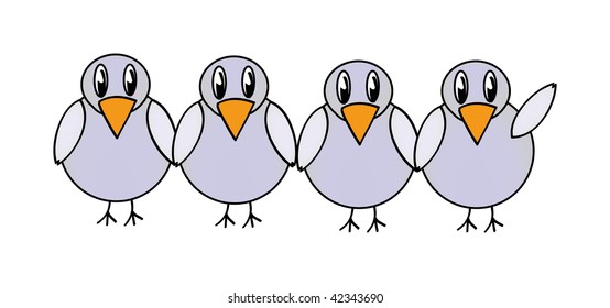 vector illustration of gray bird isolated on white background