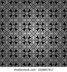 Vector illustration. Gray, black and white abstract background painted geometry shine and layer element seamless pattern.