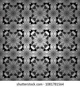 Vector illustration. Gray, black and white abstract background painted geometry shine and layer element seamless pattern.