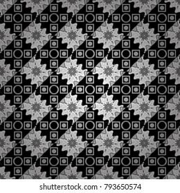 Vector illustration. Gray, black and white abstract background painted geometry shine and layer element seamless pattern.