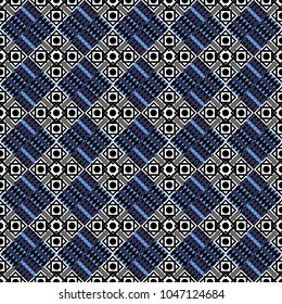 Vector illustration. Gray, blue and black abstract background painted geometry shine and layer element seamless pattern.