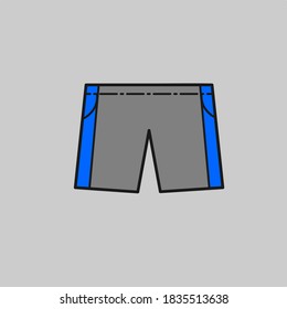 Vector illustration of gray and blue shorts. suitable for holidays on the beach. icon, simple.