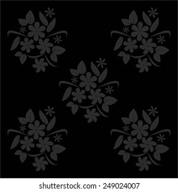 Vector illustration of Gray bouquets in retro style on a black.