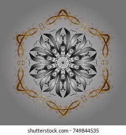 Vector illustration. A gray, brown and beige colors with snowflakes. Vector christmas abstract colorful background with cute snowflake.