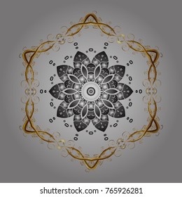 Vector illustration with gray, brown and beige isolated snowflakes. Beautiful decoration. Symbol of winter. Isolated watercolor snowflakes on gray, brown and beige colors.
