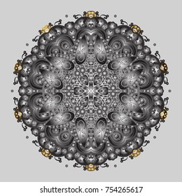 Vector illustration. Gray, brown and neutral snowflakes. Holiday design for Christmas and New Year fashion prints. Christmas pattern with snowflakes abstract background.