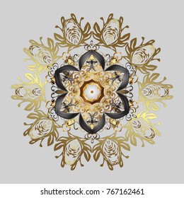Vector illustration with gray, brown and neutral isolated snowflake. Isolated watercolor snowflake on gray, brown and neutral colors. Beautiful decoration. Symbol of winter.
