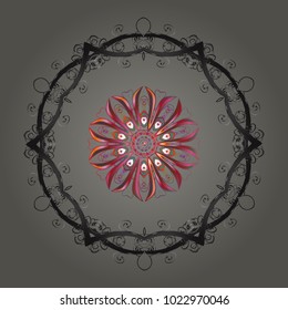 Vector illustration. Gray, brown and pink icon silhouette. Snowflake winter isolated on gray, brown and pink colors. Symbol of celebration. New Year sign. For Christmas design.