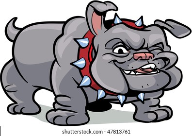 vector illustration of a gray bulldog (full body) - part of a series