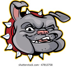 vector illustration of a gray bulldog (head) - part of a series