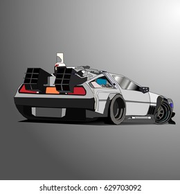 Vector illustration of gray car with tuning.