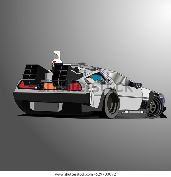 Vector illustration\
of gray car with\
tuning.