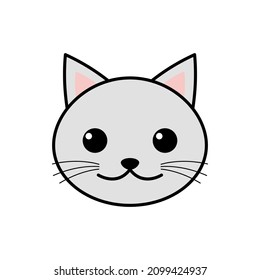 vector illustration of a gray cat face. Can be used as a logo, icon, brand, mascot, wallpaper, background, and photo profile