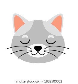vector illustration of a gray cat with a pose closing its eyes as if sleepy.