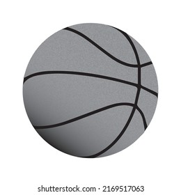 Vector Illustration Of Gray Collered Realistic Basketball Clipart Drawing.