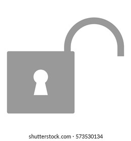 Vector Illustration of Gray Color Unlock Icon
