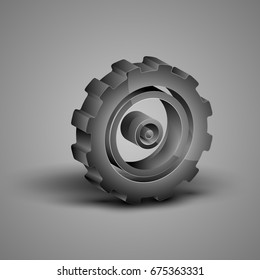 Vector illustration of gray colored big gear in isometric
