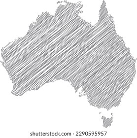 vector illustration of gray colored scribble map of Australia