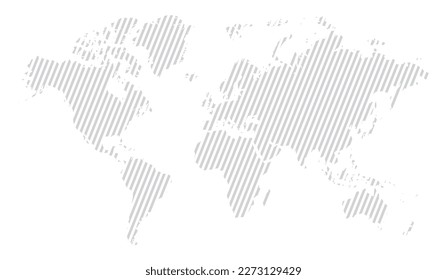 vector illustration of gray colored striped world map