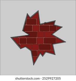 Vector illustration of a gray concrete wall with a hole in the middle, and a brick wall under it.