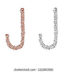 vector illustration of  gray and copper figured capital letters   filled in with  gradient