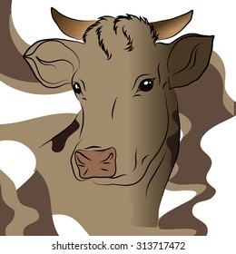 Vector illustration of gray cow. It can be used on the packaging or for the children's book