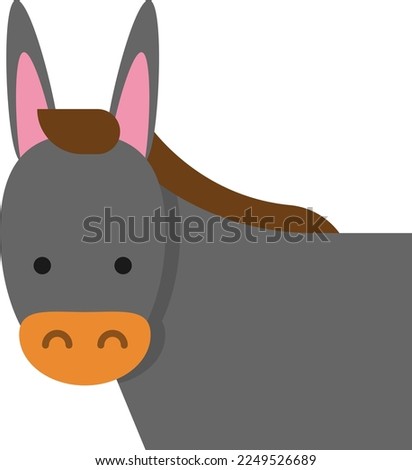 Vector illustration of a gray donkey. Farm animal. Child donkey.