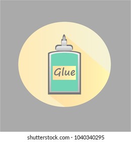 Vector illustration. Gray glue with a yellow and green label, on a yellow and gray background.
