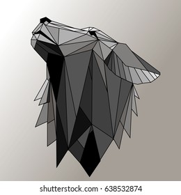 Vector illustration of gray graphic wolf.