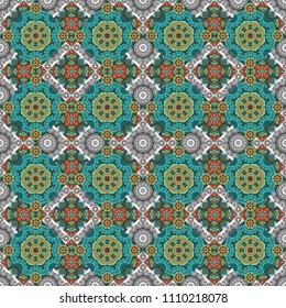 Vector illustration. Gray, green and blue abstract background painted geometry shine and layer element seamless pattern.
