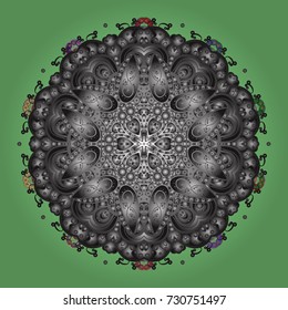 Vector illustration with gray, green and brown isolated snowflake. Beautiful decoration. Symbol of winter. Isolated watercolor snowflakes on gray, green and brown colors.