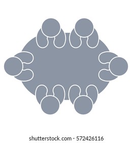 Vector Illustration of Gray Group Person in Table Icon in Gray

