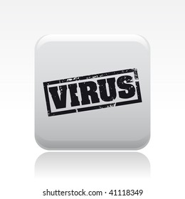Vector illustration of a gray icon isolated in a modern style with a reflection effect depicting a grunge stamp "virus"