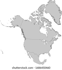 vector illustration of Gray Map of North America with countries