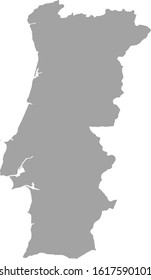 vector illustration of Gray map of Portugal on white background
