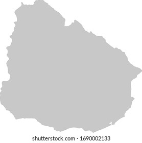 vector illustration of Gray Map of Uruguay