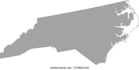vector illustration of Gray map of US state of North Carolina