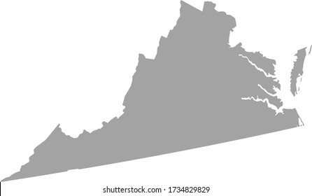 vector illustration of Gray map of US state of Virginia
