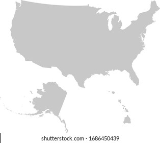 vector illustration of Gray Map of USA with Alaska and Hawaii