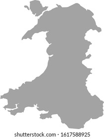 vector illustration of Gray map of Wales on white background