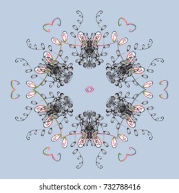 Vector illustration. A gray, neutral and pink colors with snowflakes. Vector christmas abstract colorful background with cute snowflake.